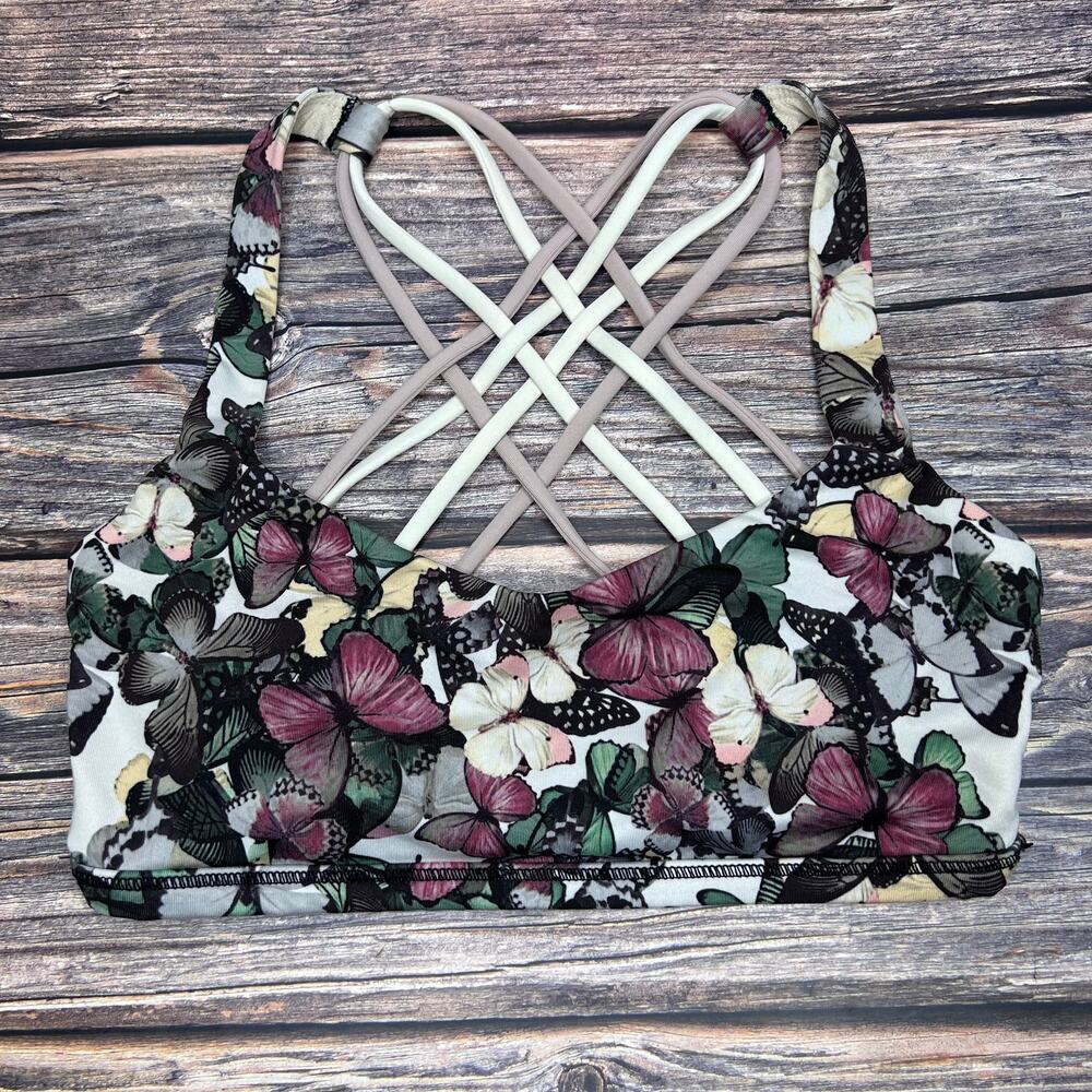 Lululemon Free To Be Wild Bra Size 4 So Fly Butterfly Angel Wing Multi